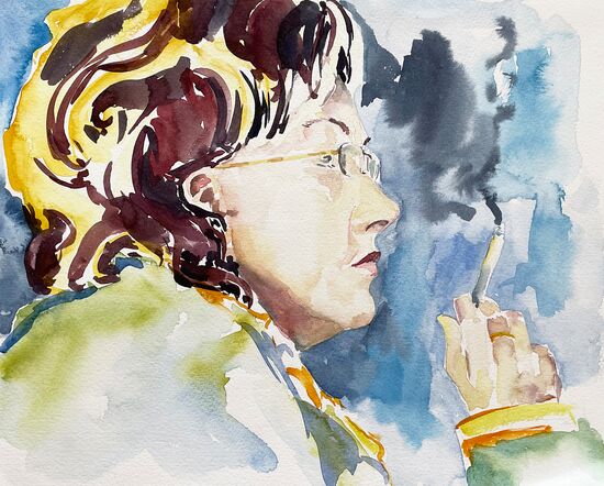 Portrait Mensch Person rauchende Frau Aquarell malen