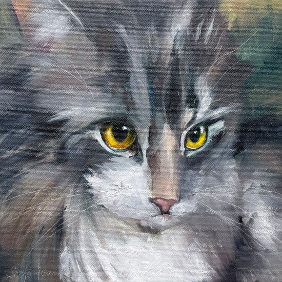 malen am meer katze tiere portrait malerei öl