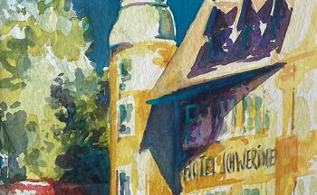 hotel schwerin im aquarell gemalt