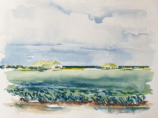 Sönke-Nissen-Koog Landschaft Himmel Aquarell malen