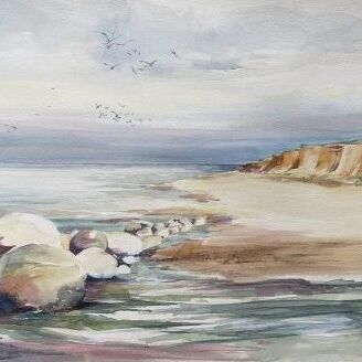 Meer mit Steinen gemalt