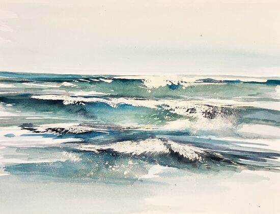 Brandung Wellen Gischt Aquarell malen