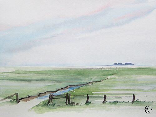 malen_am_meer_hooge_mit_priel1 priel hooge feld natur aquarell