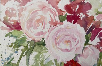 rosa rosen Blumen im Aquarell
