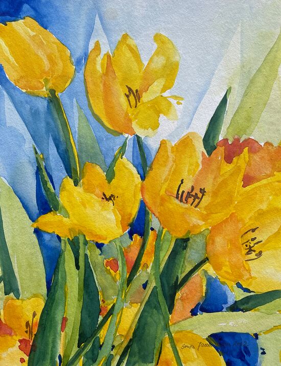gelbe Tulpen Blumen Aquarell malen
