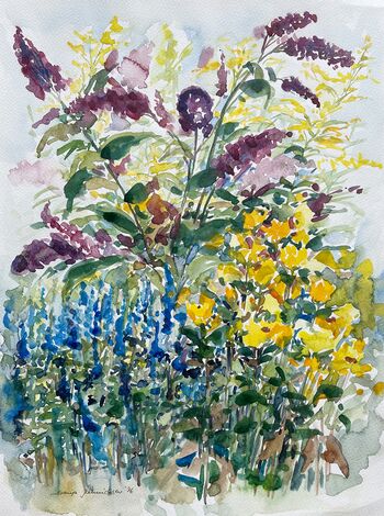 Blumen Sommerflieder Sommerblumen Aquarell