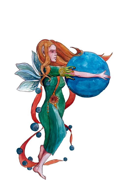 neptun planet aquarell illustration astrologie