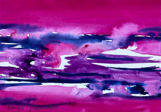 malen am meer abstrakt 2 abstrakt lila aquarell malerei wolken landschaft