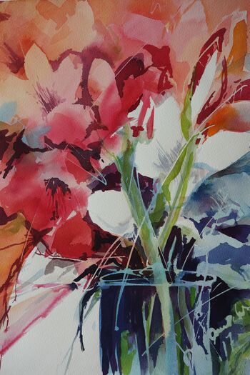 blumen aquarell malerei amaryllis