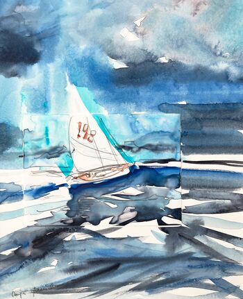 seegelboot malerei aquarell meer
