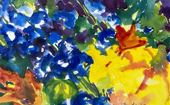 semiabstrakt blumen blau und gelb