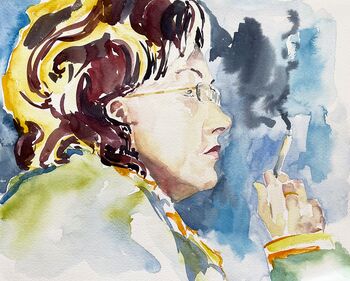 Portrait Mensch Person rauchende Frau Aquarell malen