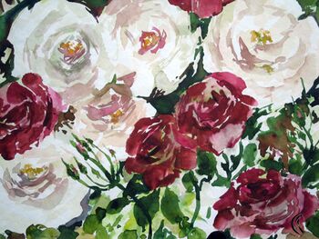 weiße und rote Rosen im Aquarell Blumen