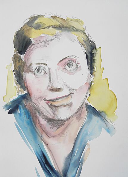 frau schielen aquarell malerei portrait