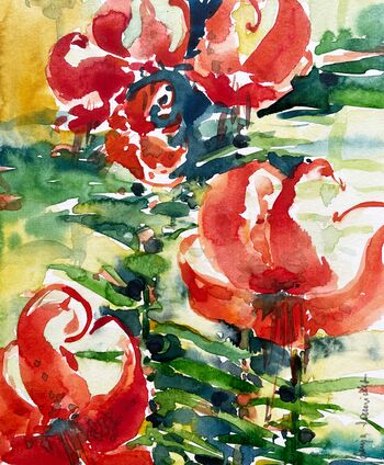 Tigerlilie Lilie Blume malen Aquarell