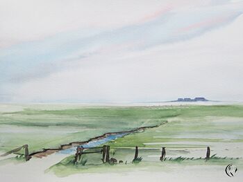 priel hooge feld natur aquarell