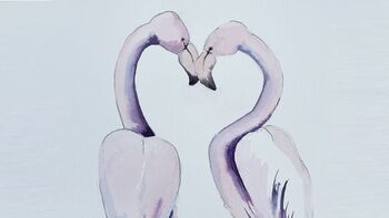 Flamingos malen rosa Aquarell