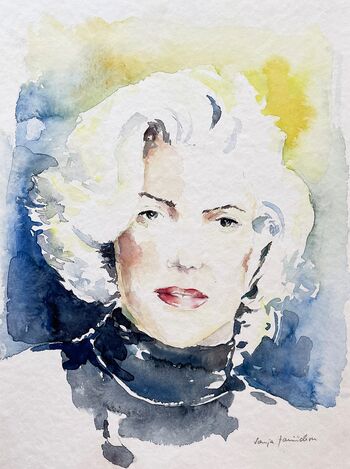 Monroe Portrait Schauspielerin Frau blond Aquarell