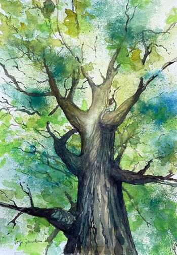 baum von unten aquarell malerei natur