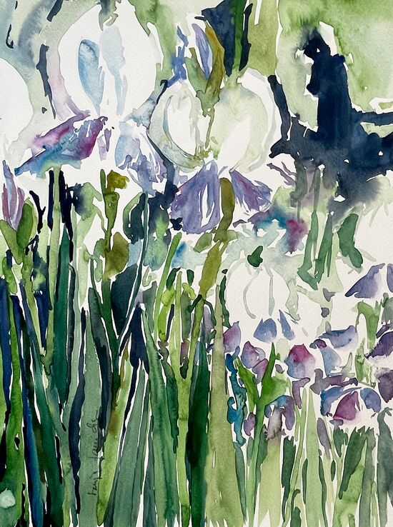 malen am meer iris blau iris blumen aquarell malerei