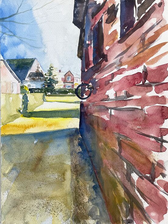 Koogsreihe aquarell malerei häuser