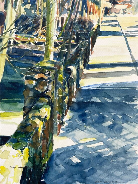malen am meer koogsreihe 3 koogsreihe aquarell malerei bunt allee
