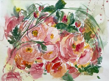 rosen rosa aquarell malerei