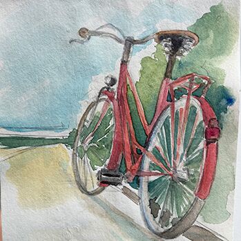 Aquarell Urban skech fahrrad