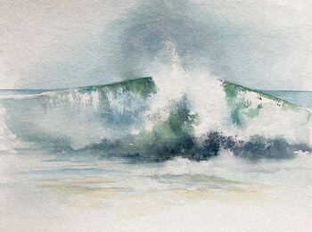 brechende welle gischt meer malen aquarell