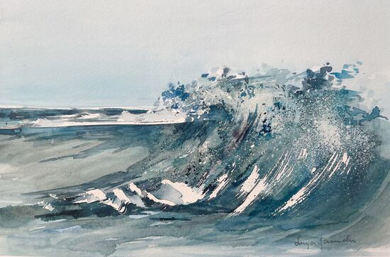Welle Meer im Aquarell malen