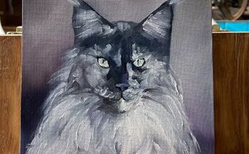 graue katze gemalt