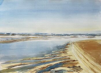Wattenmeer seichtes Wasser Himmel Landschaft Aquarell