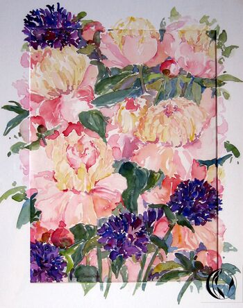 bauernrose rosa paeonie blume malen aquarell