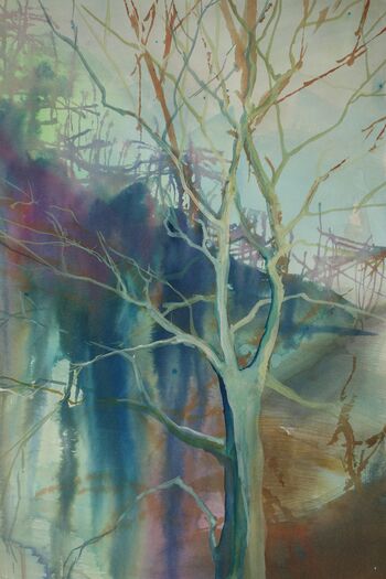 aquarell baum wald tief malerei