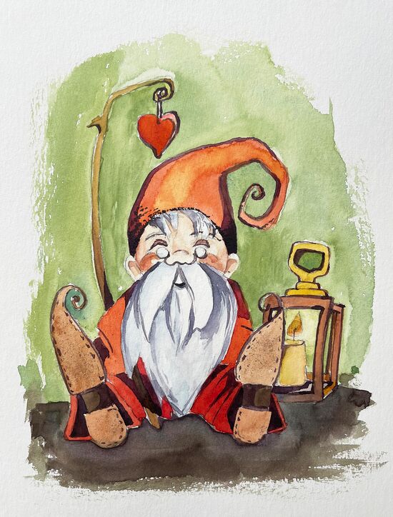 weihnachtszwerg malerei aquarell fest klein geschenke