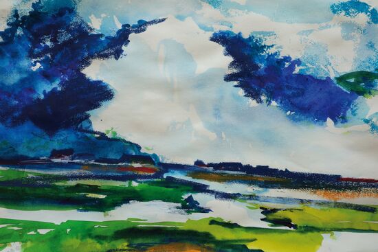 malen am meer landschaft Mixtechnik Himmel Meer Wolken