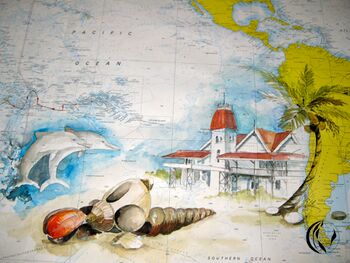 bemalte Seekarte von Tonga nach Australien