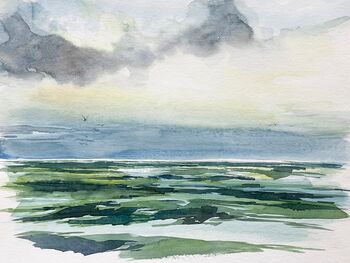 See Ozean Meer Wasser grün unruhig Aquarell malen