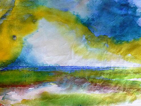 malen am meer Himmelsfeuer Feuer am Himmel Aquarell