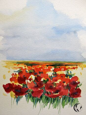 mohnwiese Blumen roter Mohn Aquarell