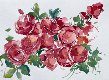 rote Rosen im Aquarell