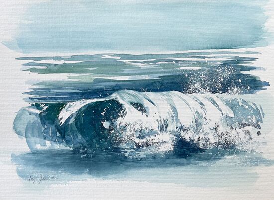 Brandung mit Gischt Meer Aquarell