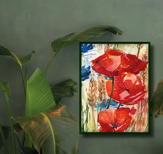 roter Mohn im Kornfeld Aquarell
