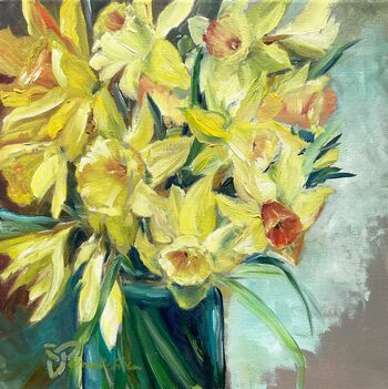 Osterglocken Narzissen gelb Blume Frühling Ölbild