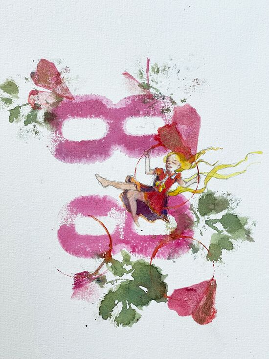 fee 88 malerei glück gold aquarell magie