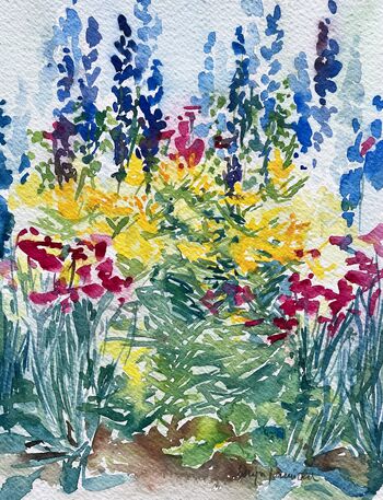 viele Blumen im Aquarell malen