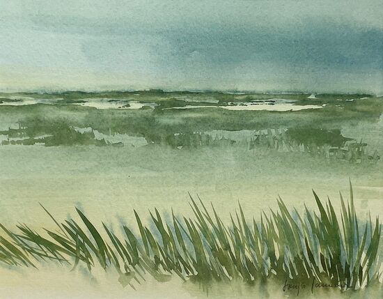 dünen meer aquarell malerei gräser