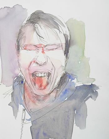 frau zunge malerei aquarell portrait