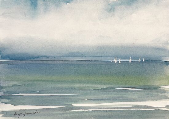 Segelboote Meer Himmel Aquarell