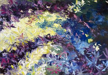 Blumen lila abstrakt Spachteltechnik Ölbild